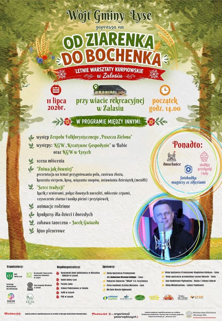 Powiat ostrołeckiNIE PRZEGAP„Od ziarenka do bochenka” w Zalasiu. Przetestuj dawne maszyny, zjedz coś dobrego i wskocz na parkiet! 0