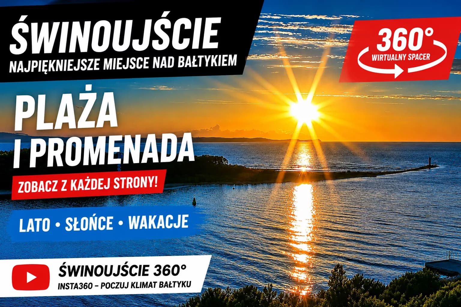 Świnoujście zachwyca latem. Zobacz wirtualny spacer 360° po plaży i promenadzie