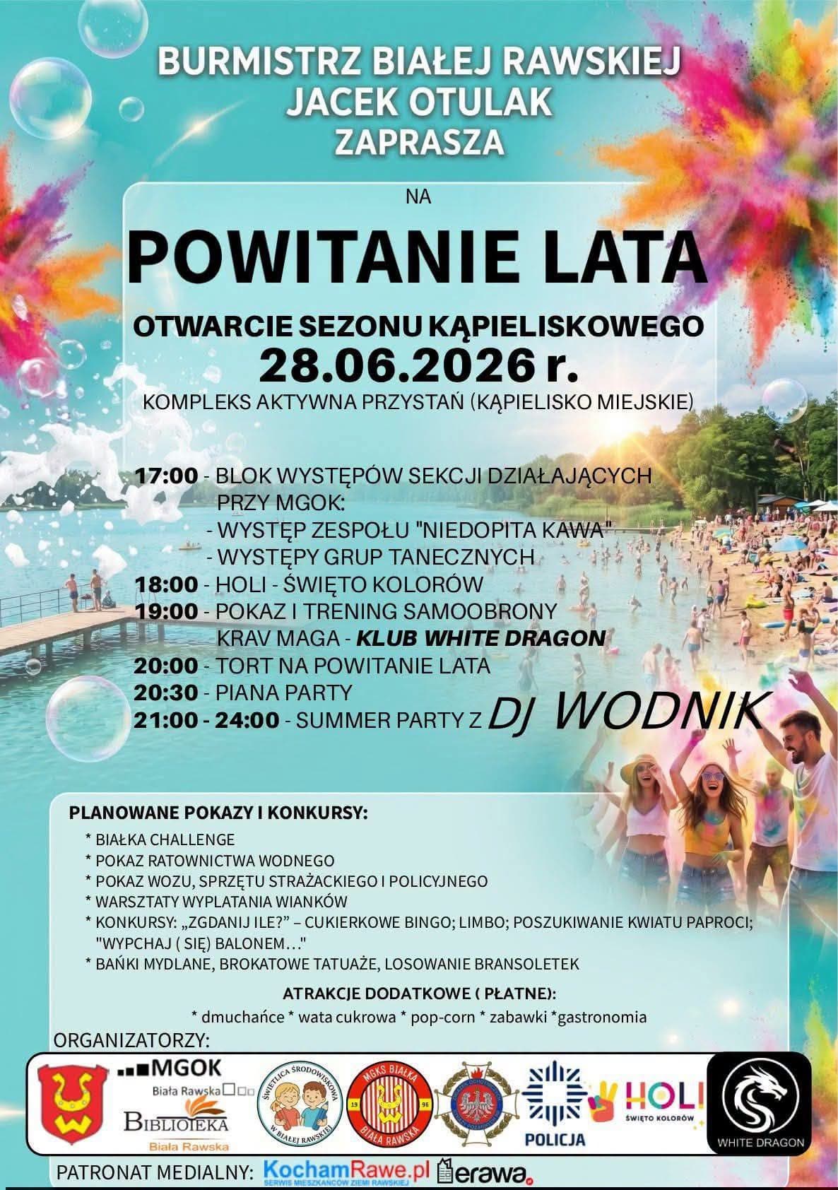 Powitanie Lata w Białej Rawskiej. Otwarcie sezonu kąpieliskowego już 28 czerwca!