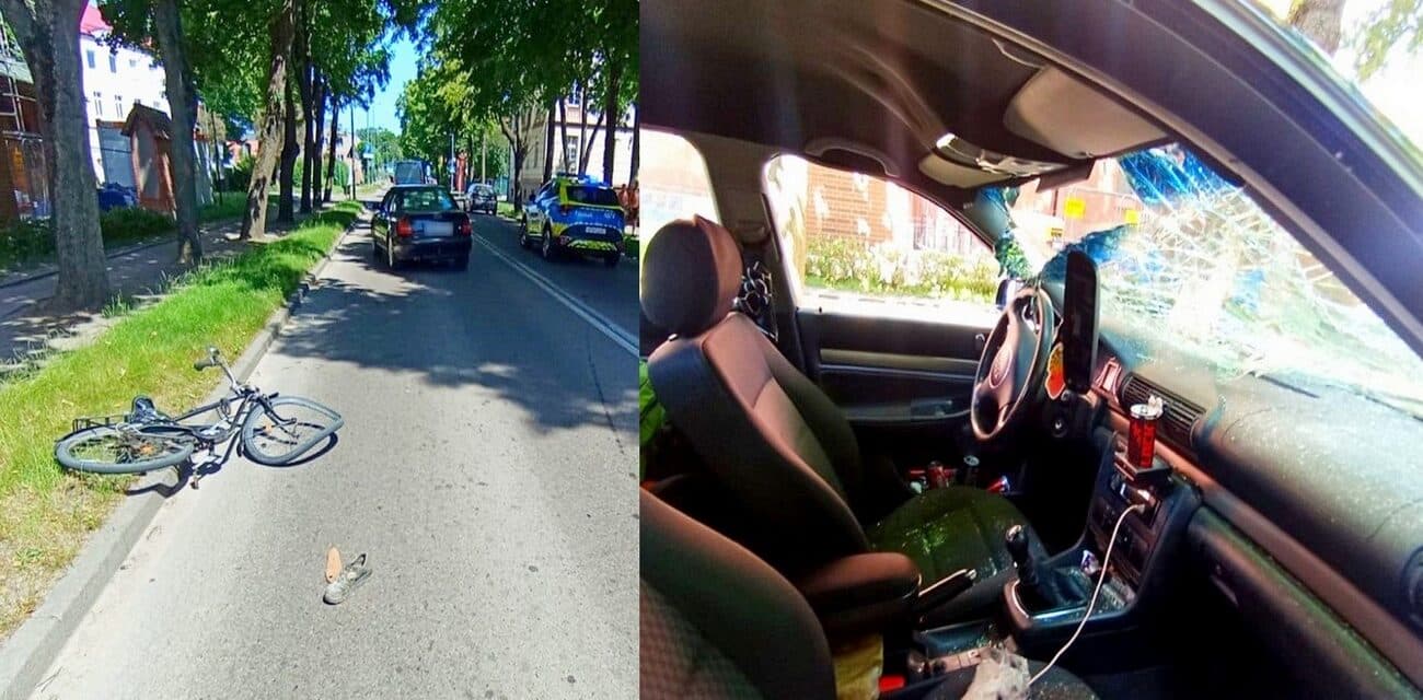 Rowerzysta doprowadził do wypadku na Alei Wolności w Lęborku. Był pijany