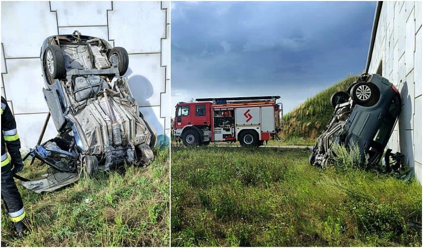 Śmiertelny wypadek w gminie Sokoły. Samochód rozbił się o wiadukt