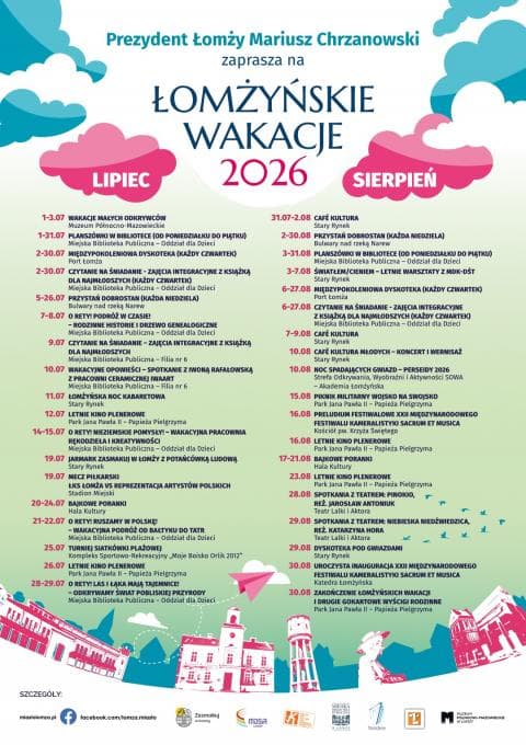 Łomżyńskie Wakacje 2026Lato w Łomży zapowiada się wyjątkowo intensywnie.
