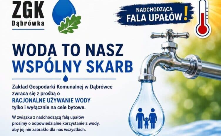 Gmina Dąbrówka apeluje o rozsądne korzystanie z wody.