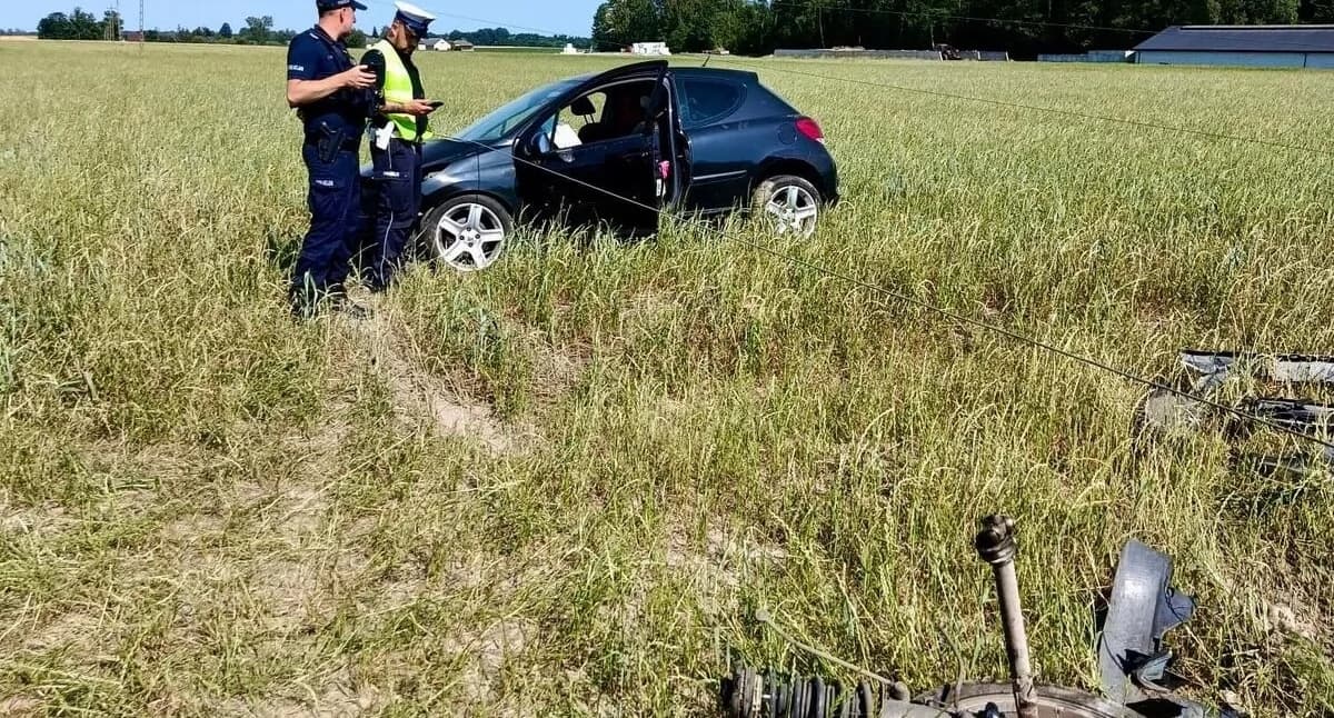 Pijany wjechał Peugeotem w słup. Miał ponad 3 promile i sądowy zakaz