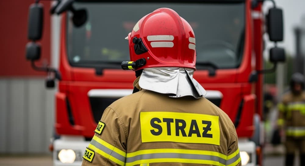 Pożar słomy na trasie Debrzno – Strzeczona: Strażacy w akcji gaszenia ognia