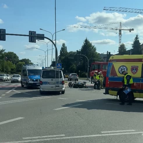 Wypadek z udziałem motocyklisty w Poznaniu