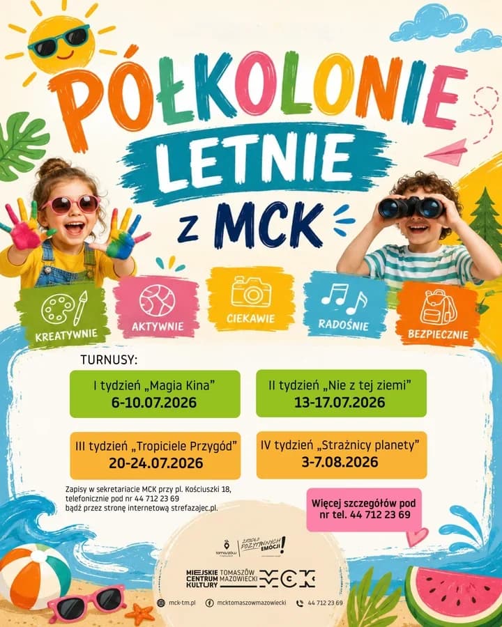 9 lipca 2026Wakacje z MCK-iem zapowiadają cztery tygodnie zabawy, ruchu i wycieczek
