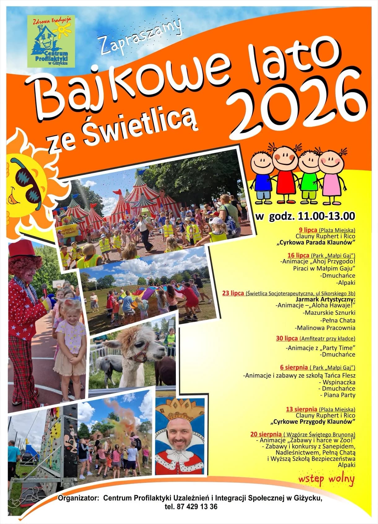 Bajkowe Lato ze Świetlicą 6 sierpnia 2026. Flesz i Piana Party w Małpim Gaju📅 6 sierpnia 2026📍 Park „Małpi Gaj” w Giżycku