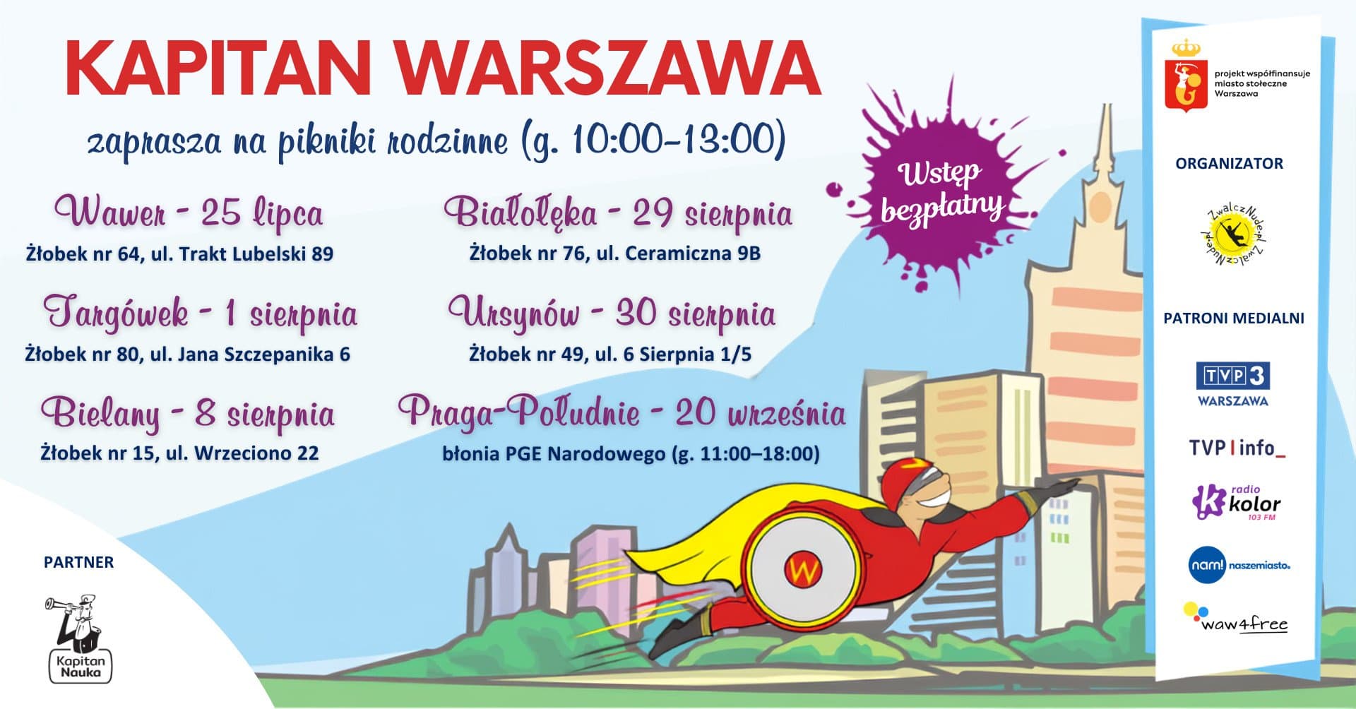 Bezpłatne pikniki rodzinne w dzielnicach Warszawy. Na najmłodszych czeka moc atrakcji