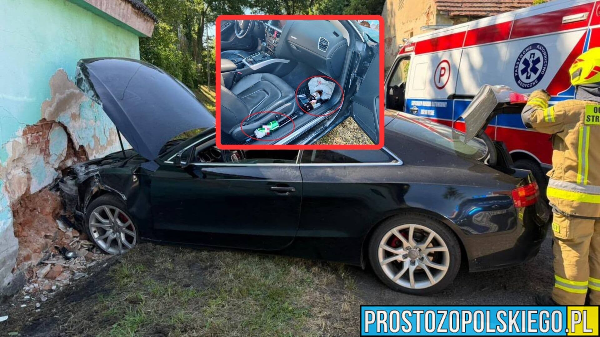 Miał 2 promile i wjechał audi w budynek. Potem opluł policjantów