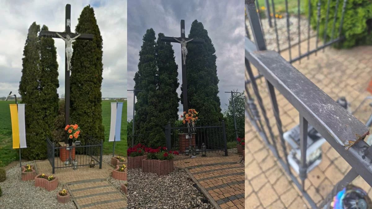 Miejsce kultu religijnego jest regularnie ograbiane. Sołtys: "Ręce opadają", mieszkańcy mówią dość kradzieżom spod krzyża