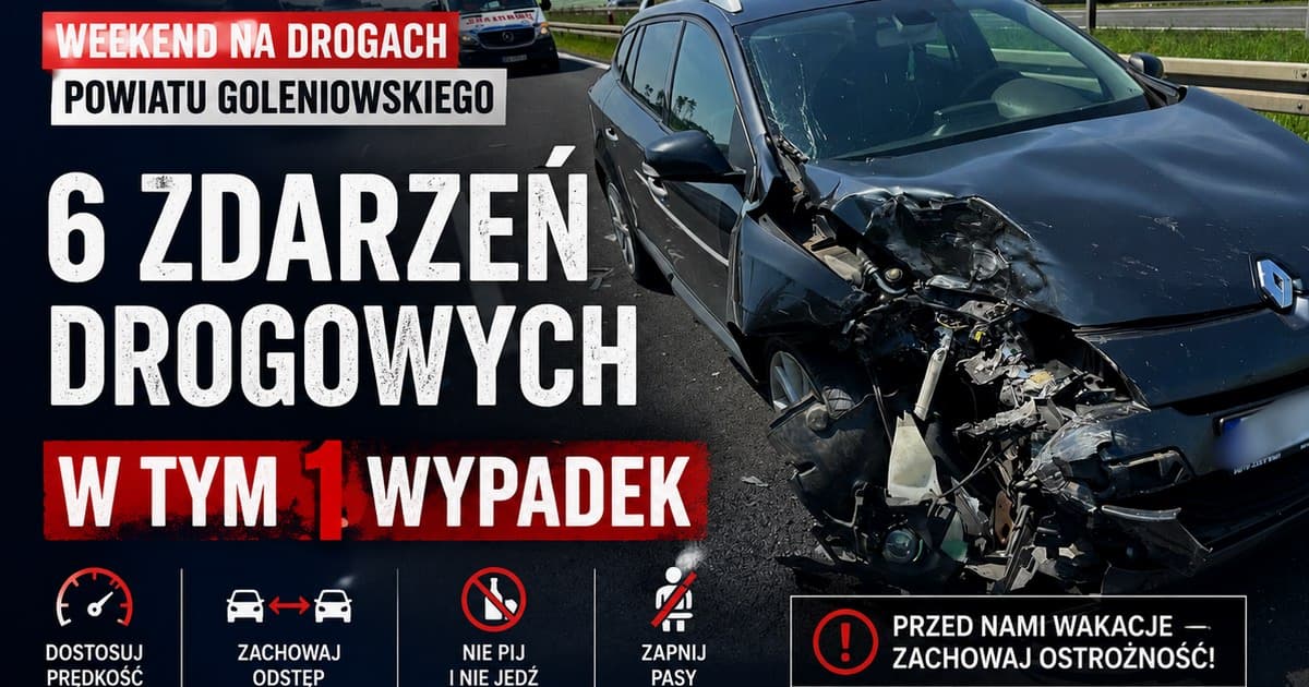 Sześć zdarzeń drogowych, jedna osoba ranna