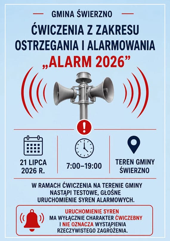 Informacja o ćwiczeniu z zakresu ostrzegania i alarmowania „ALARM 2026”