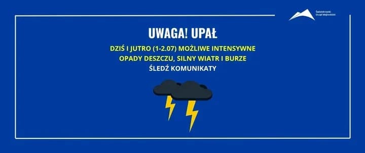 Burze nad Świętokrzyskiem. RCB ostrzega przed deszczem i silnym wiatrem