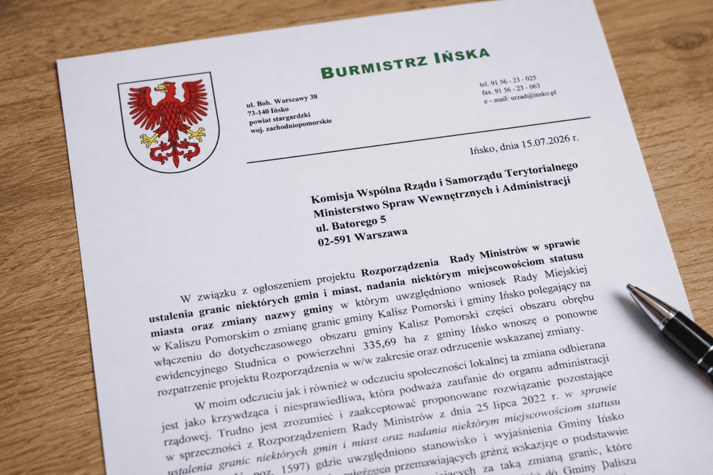 Burmistrz Ińska sprzeciwia się zmianie granic. Do MSWiA trafił...