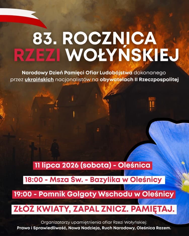 Uczczą pamięć o ofiarach rzezi wołyńskiej
