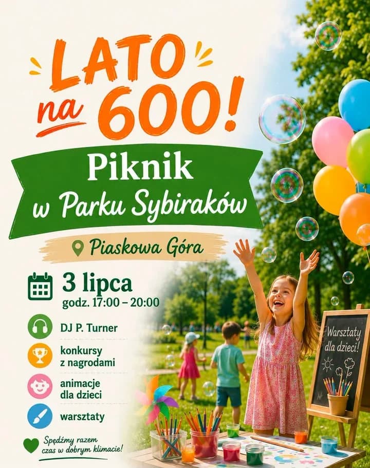 Warsztaty, bańki i muzyka. Park Sybiraków szykuje rodzinne popołudnie
