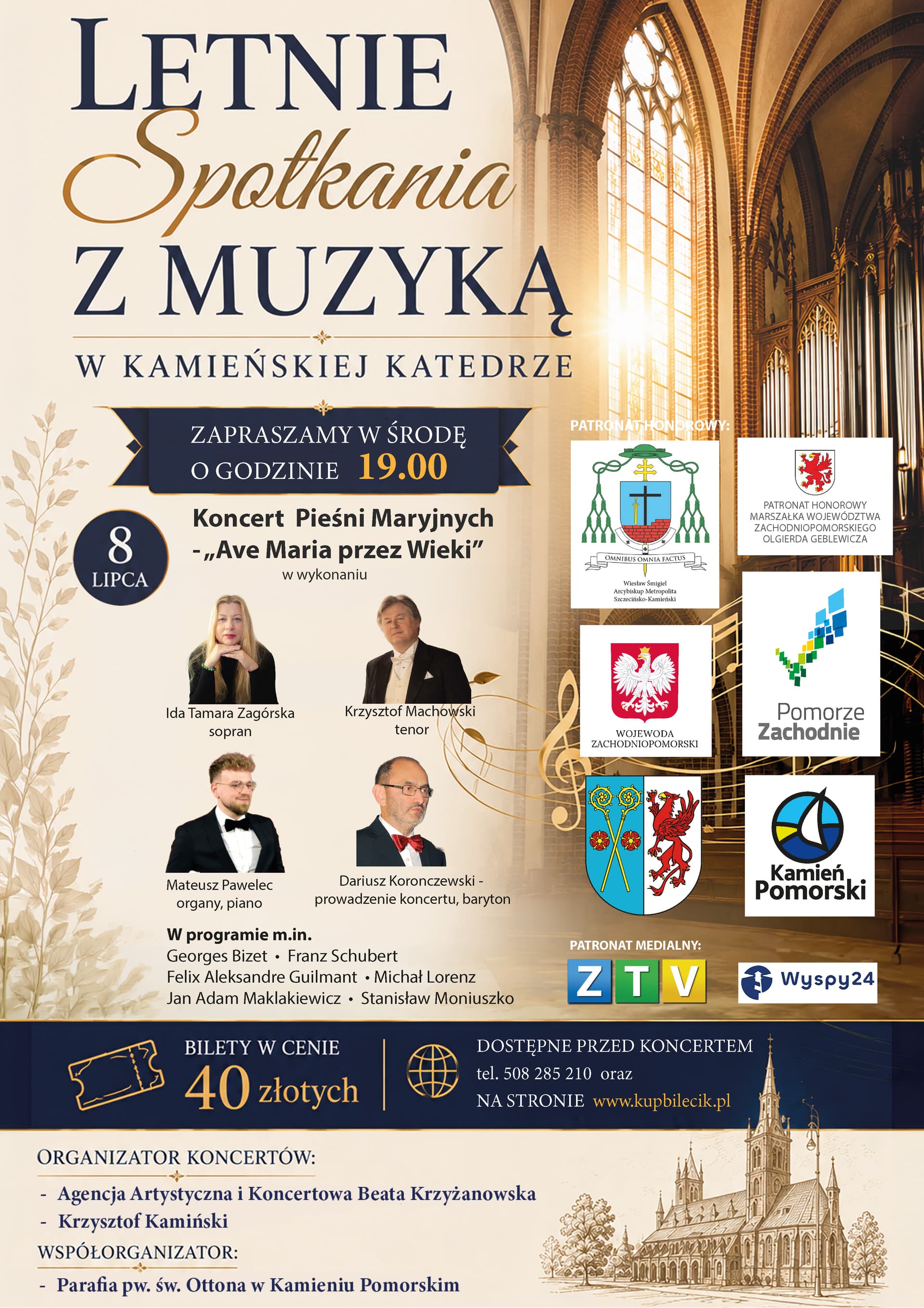 Letnie spotkania z muzyką w Kamieńskiej Katedrze – rusza nowy cykl… 8/7/2026, 19:00 - 22:00 Letnie spotkania z muzyką w Kamieńskiej Katedrze – rusza nowy cykl koncertów Już 8 lipca 2026 roku o