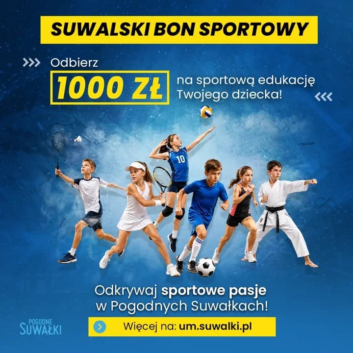 Suwalski bon sportowy wraca. Rodziny mogą dostać nawet 1000 zł na dziecko