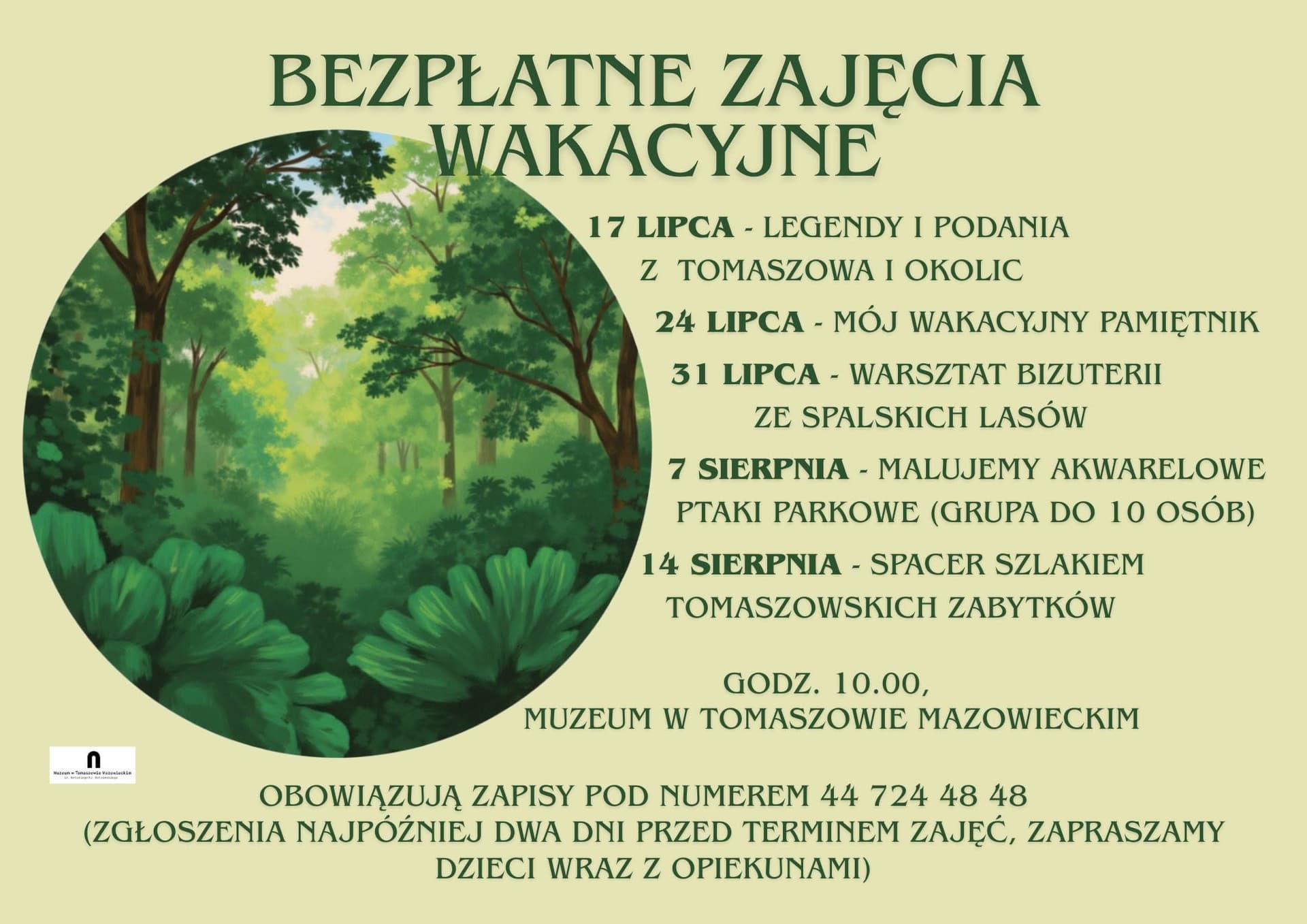 Bezpłatne zajęcia wakacyjne w muzeum