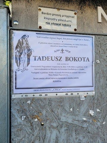 ZMARŁ TADEUSZ BOKOTA z Glinika k. Wielopola