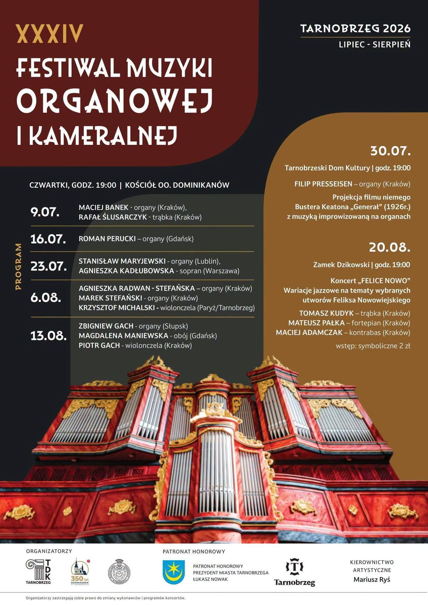 XXXIV Festiwal Muzyki Organowej i Kameralnej Tarnobrzeg 2026